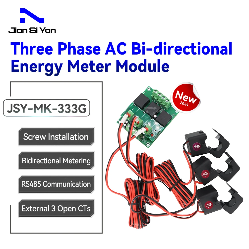 2024 New JSY-MK-333G 100A 3 Phase 4 Wire AC Bidirectional Energy Meter Module For Smart Solar Panel Power System