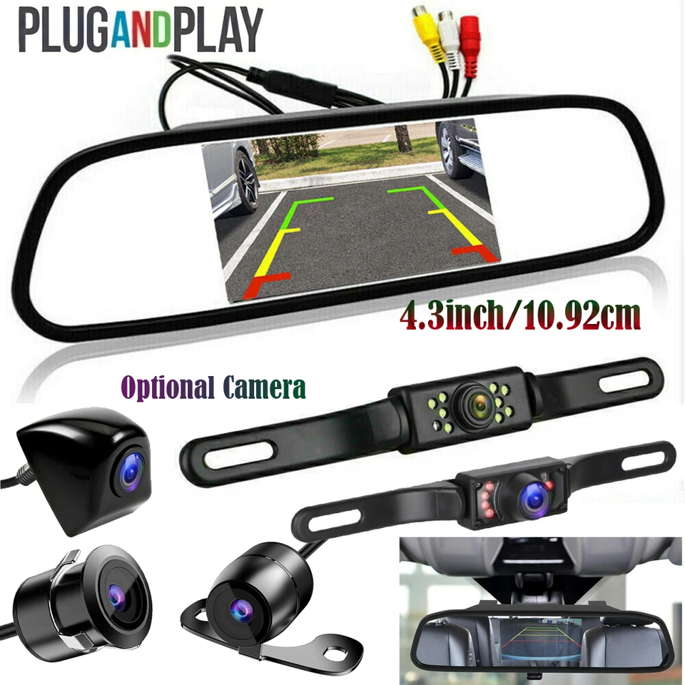 Kit Monitor 4,3'' E Telecamera Retrovisore Con 4 LED – Visione Notturna, IP68 – Per Auto, SUV, Camion
