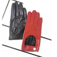 2025 Half Palm Glove Rivet Pins Street Fashion Driving Gloves Genuine Real Goat Leather Gloves Women Fashion Short Mittens G599 - Image 5