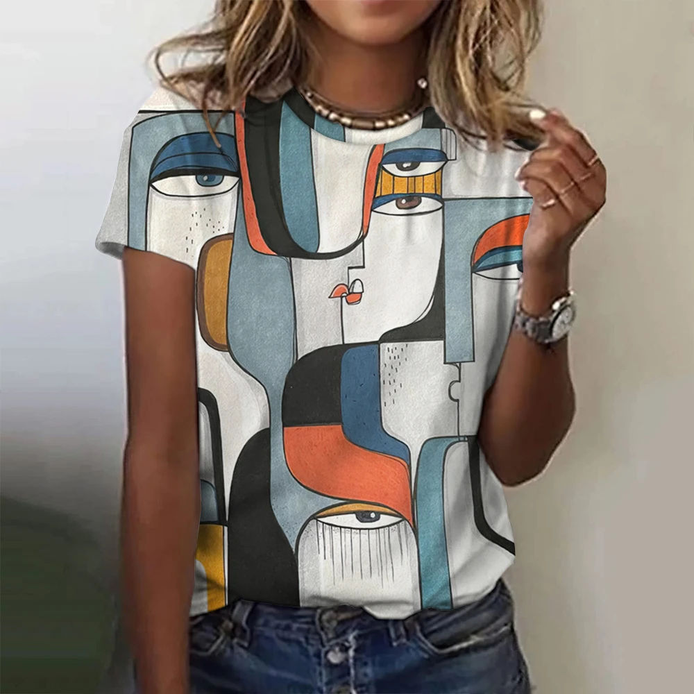 Dam t-shirt för sommar med 3d blommig tryck oversized topp_voghion.com
