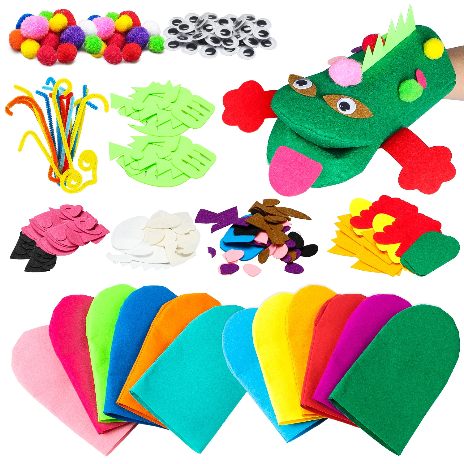 Felt Puppet Making Handcraft Kits Creative Handmade Puppets Craft Material for Kids Teens DIY Make Animal Theme Storytelling Toy