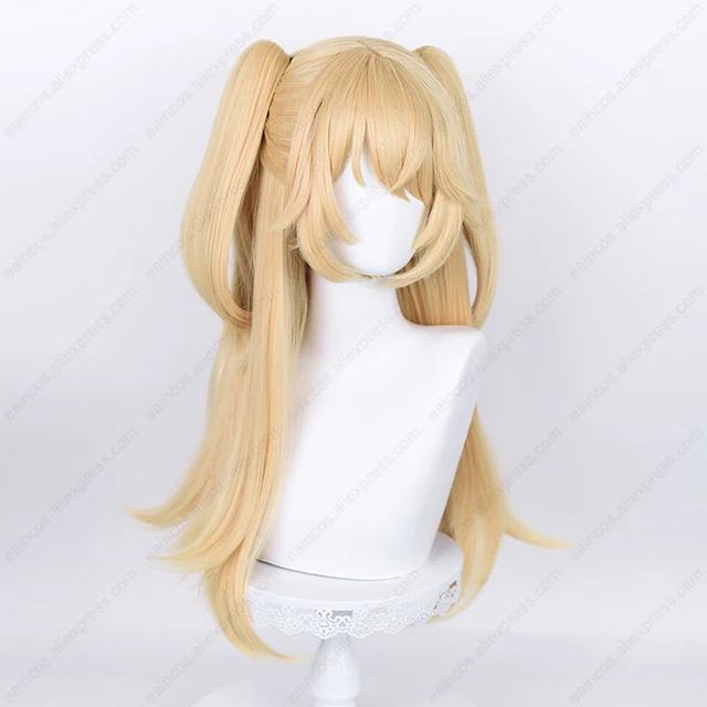 Blonde Wig Fischl Cosplay Wig 65cm Long Golden Scalp Wigs With
