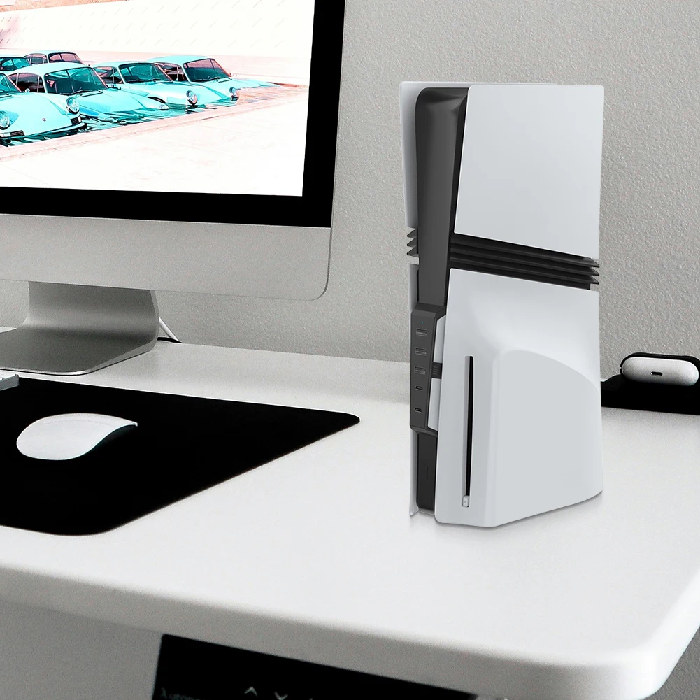 5 Ports Charger Adapter Converter with 3x USB 2.0 1x USB Type-C 1x Type-C 3.1 Data Transfer Extender for PlayStation 5 Pro