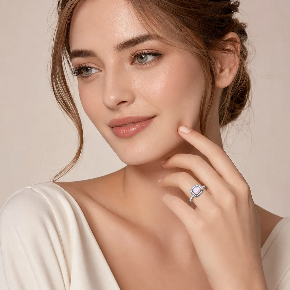 Anello iridescente, gioiello pregiato per le donne, regalo vintage classico nuovissimo primaverile del 2022 in argento sterling 925 - immagine 2
