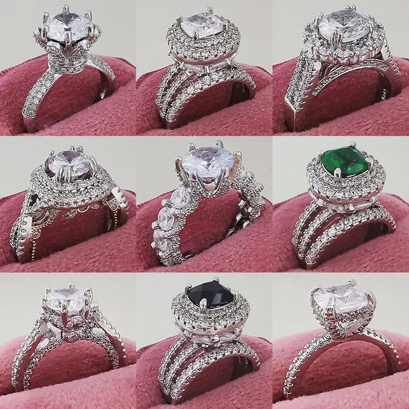 2026 Neuer Retro-Luxus Vintage Silberfarbener Designer-Verlobungs- und Ehering für Frauen, Anlauffreier Edel-Schmuck R6176