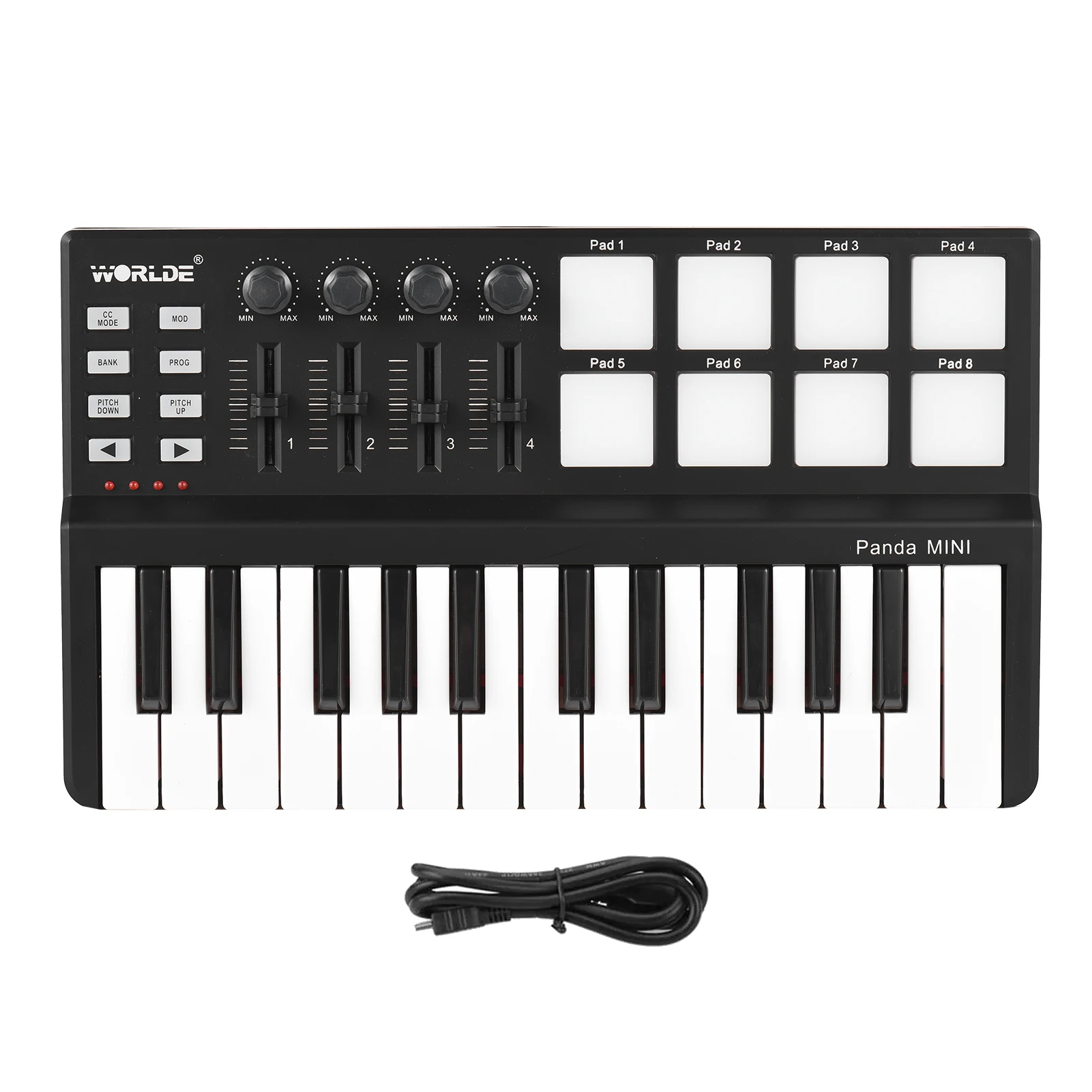 Worlde Krasnomini-Mini clavier portable USB à 25 touches, pavé de batterie,  acity I, contrôleur, EllYBOARD, instruments de musique professionnels -  AliExpress