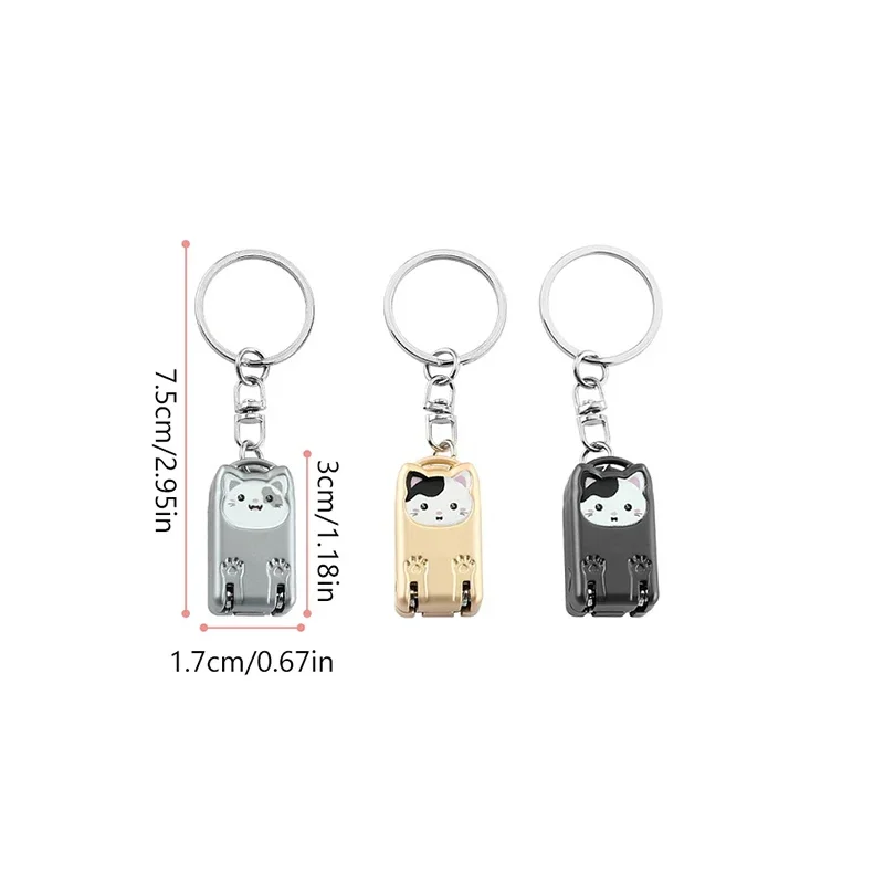 Stainless Steel Fingernail Clipper Metal Foldable Mini Creative Kitten Nail Clipper Trim Nails Keychain