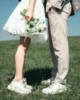 MD Simple Square Collar A-line Short Wedding Dresses Korea Photoshoot Puff Sleeves Corset Customized Bride Gown 2025 웨딩드레스 2