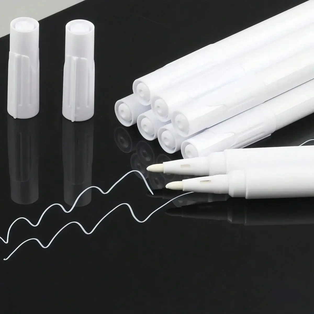 12pcs 흰색 액체 분필 마커 분진이 없는 세척 가능 지울 수 있는 펜 칠판 유리창 사무실 교실 교사 용품