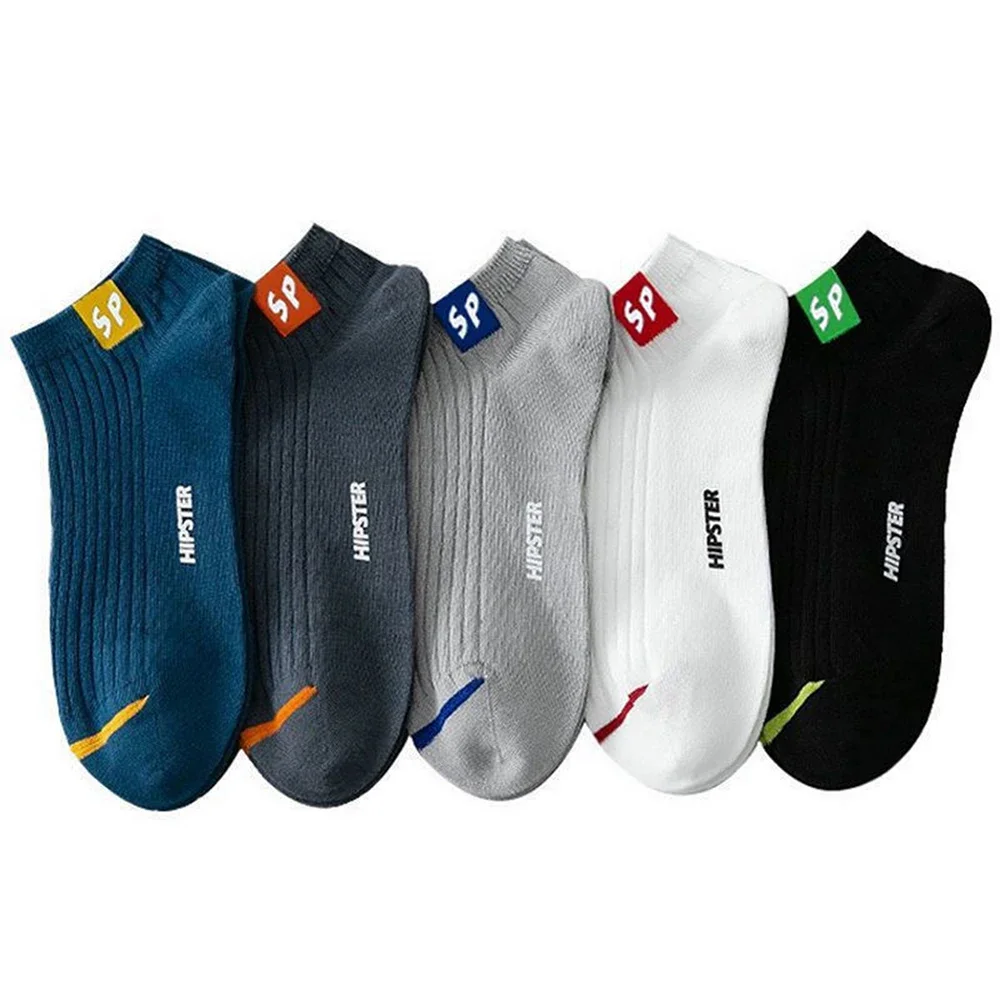 

5 Pairs Men's Socks High-Quality Spring and AutumnThickened Breathable Boat Socks Low Cut Shallow Mouth Socks Men's Casual Socks