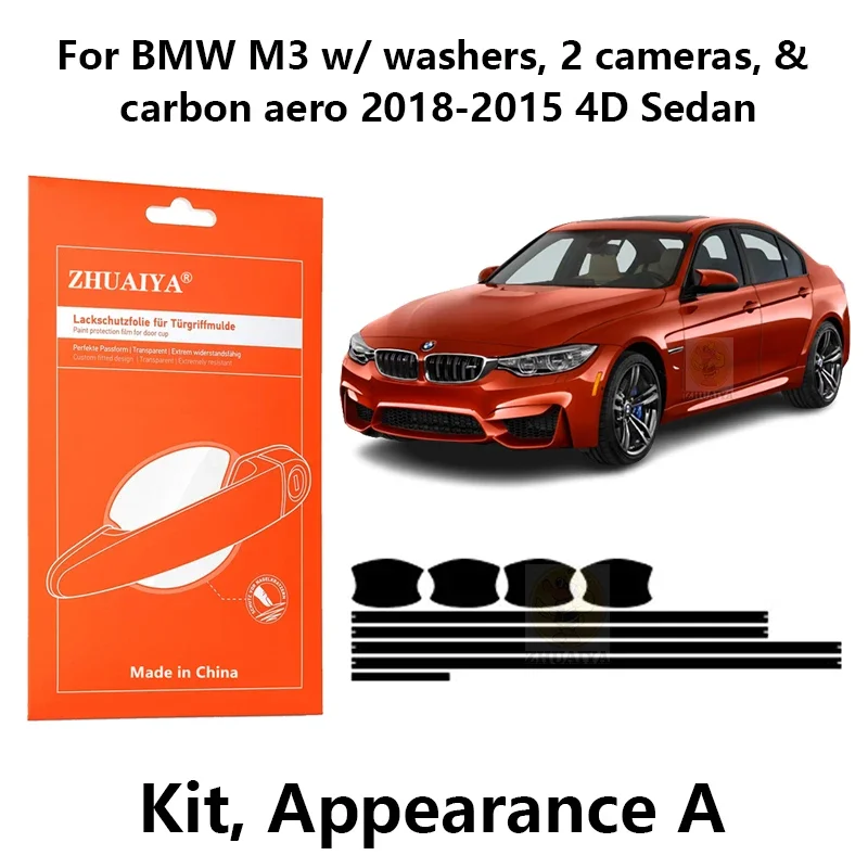 

Защитная пленка на края дверной ручки, защитная пленка из ТПУ для BMW M3 w/шайбы, 2 камеры, carbon aero 2018-2015 4D Седан
