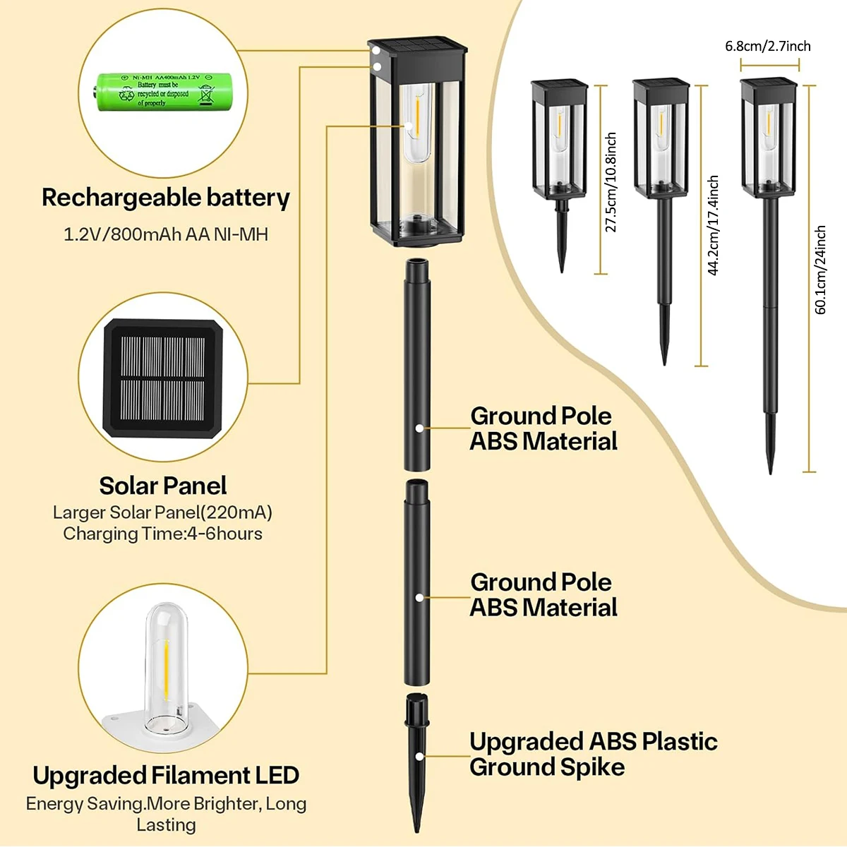 4pcs Solar Pathway Lights Outdoor Bright Solar Lights Outdoor Garden Powered Landscape Lighting For Yard