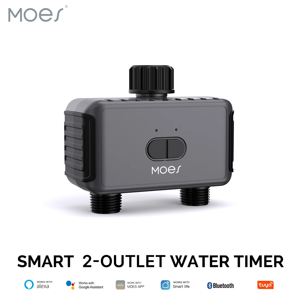 Moes Bluetooth Smart Valvola Dell'Acqua A 2 Vie, Irrigatore Da Giardino, Timer Programmabile, Filtro, Ritardo Della Pioggia, Controllo Automatico Dell