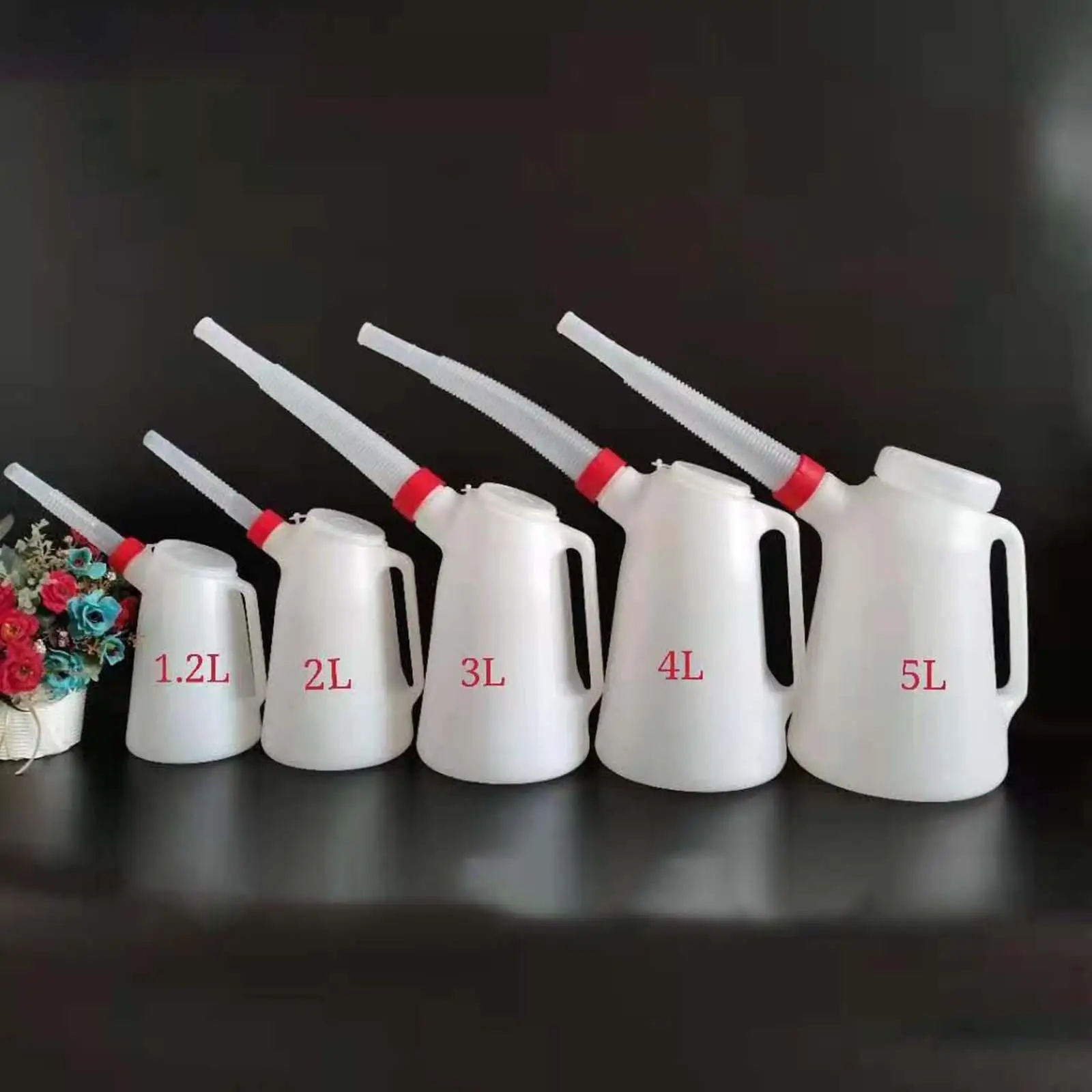 Oil Measuring Jug Universal Oil Measuring Jug with Pouring Flexible Spout Container Oiler Plastic Measuring with Lid Durable for Traveling Car