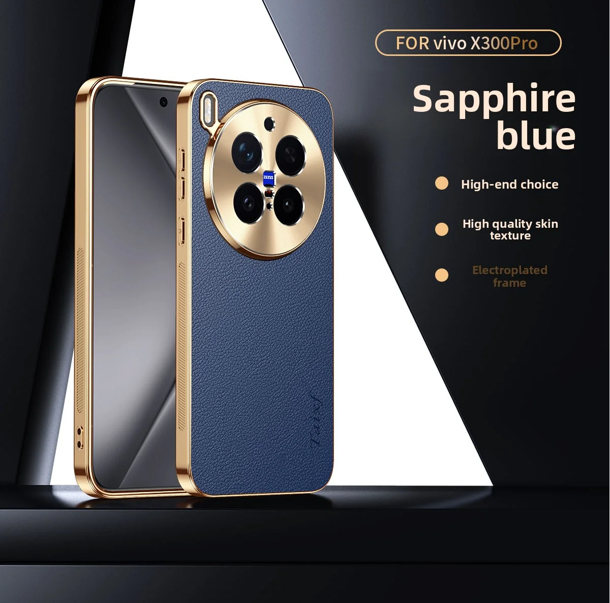 Luxury PU Leather Skin Plating Lens Protective Back Cover Case