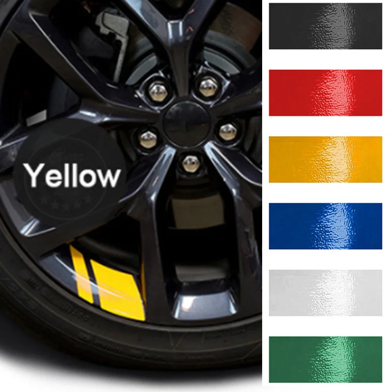 Reflective Car Wheel Rim Stripe Decal Set - 4Pcs Racing Hub Decoration Stickers