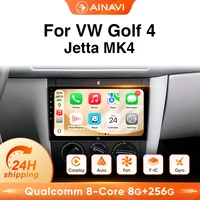 AINAVI Autoradio pour Volkswagen VW Golf 4 Jetta MK4, lecteur multimédia sans fil Carplay Android Auto, Autoaudio GPS HDMI 1280 * 720 BT 5.0 Gyroscope HDMI Out, contrôle gestuel, ventilateur de refroidissement intégré, 2 DIN 1