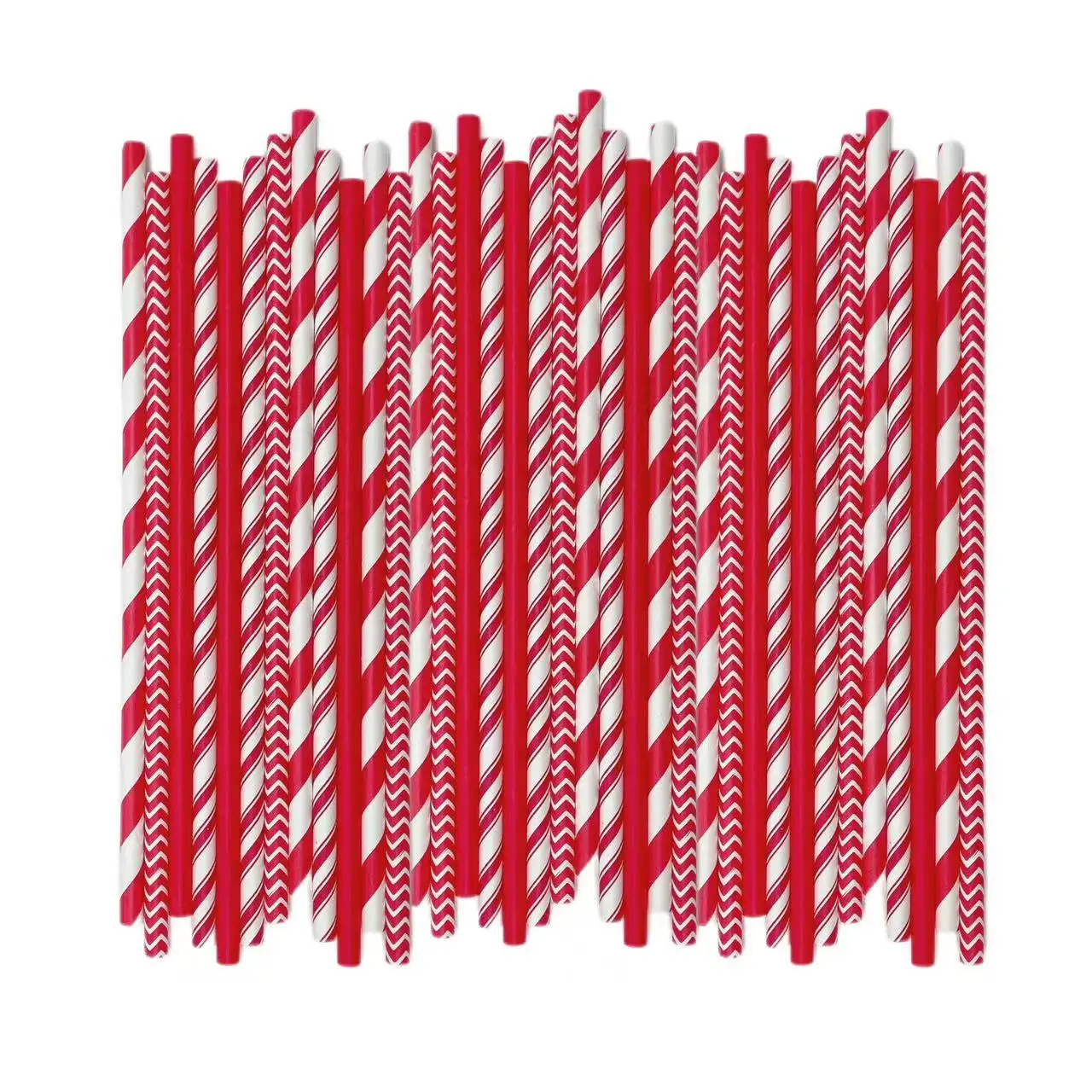 200pcs-disposable paper straws-6*197mm-available for Valentine's Day and New Year's Day-party decorations
