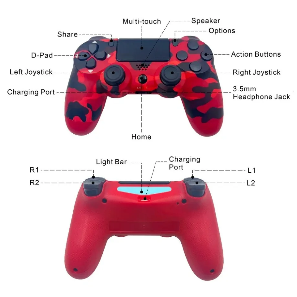 무선 게임패드 PC PS4 블루투스 게임 컨트롤러, 플레이스테이션 4 비디오 게임 콘솔, 조이스틱 노트북 게임 컨트롤