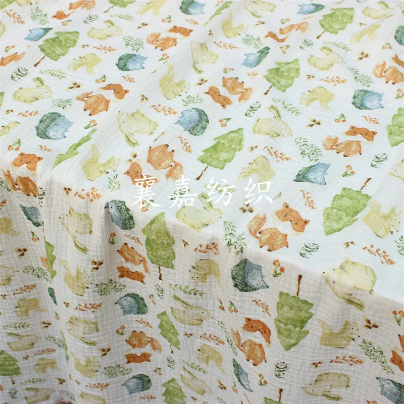 

10Mx135cm Cotton Double Layer Gauze Cartoon Print Baby and Children's Clothing Blanket Bib Home Wear Fabric Customized