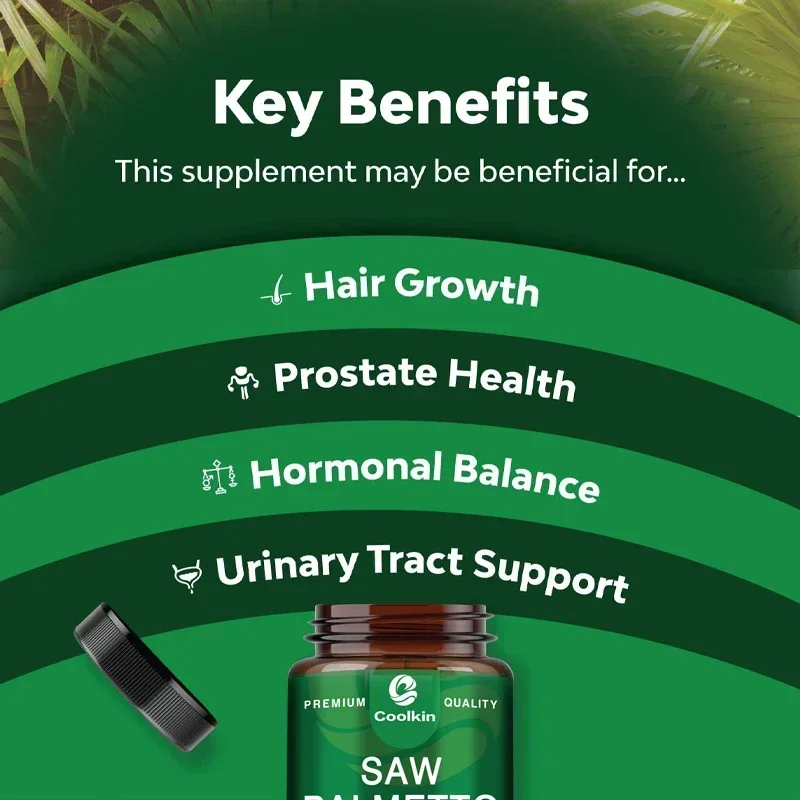 Saw Palmetto-Urinary Health, DHT Blocker and Prostate Support Supplement, Prevents Hair Loss