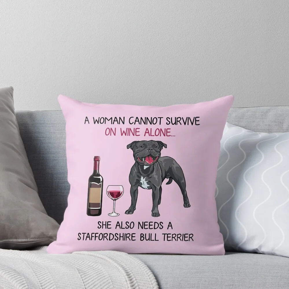 Stafter Bull Terrier E Wine Funny Dog Throw Pillow Anime Federa Decorativa Decorazione Autunnale