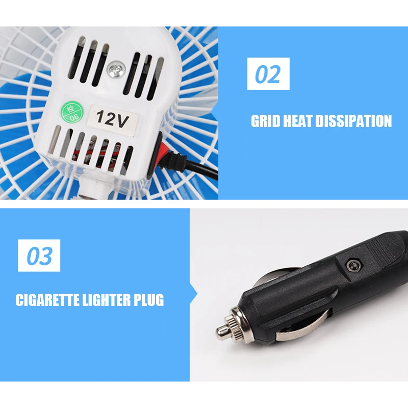 Portable Vehicle Auto Electric Car Fan 180 Degree Rotating Cooling Fan Low Noise Air Cooler Fan Strong Wind Cooling Cooler