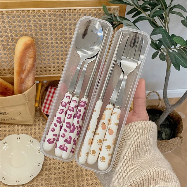 1set 22cm*6cm Cartoon Rabbit Stainless Steel Cutlery Set