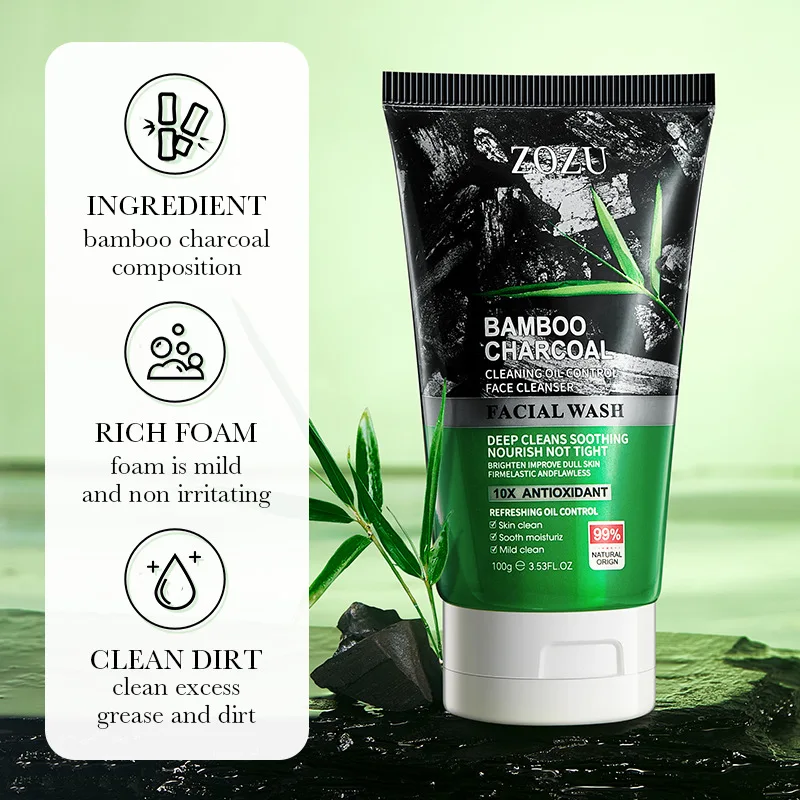 Removes Blackheads Deep Cleans Pores Softens Cuticles Absorbs Excess Oil and Dirt Bamboo Charcoal Extract Face Wash Safe Natural 3