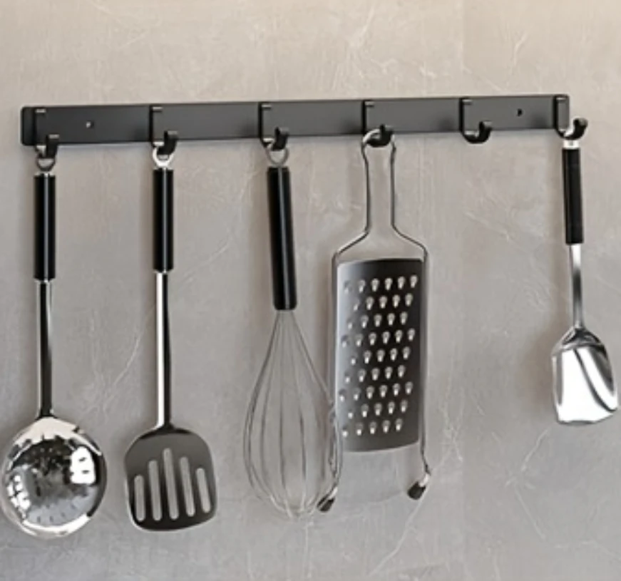 

1PC Modern Black Aluminium Wall Mounted Hooks - Perfect for Towels, Coats and Clothes in Your Bathroom!