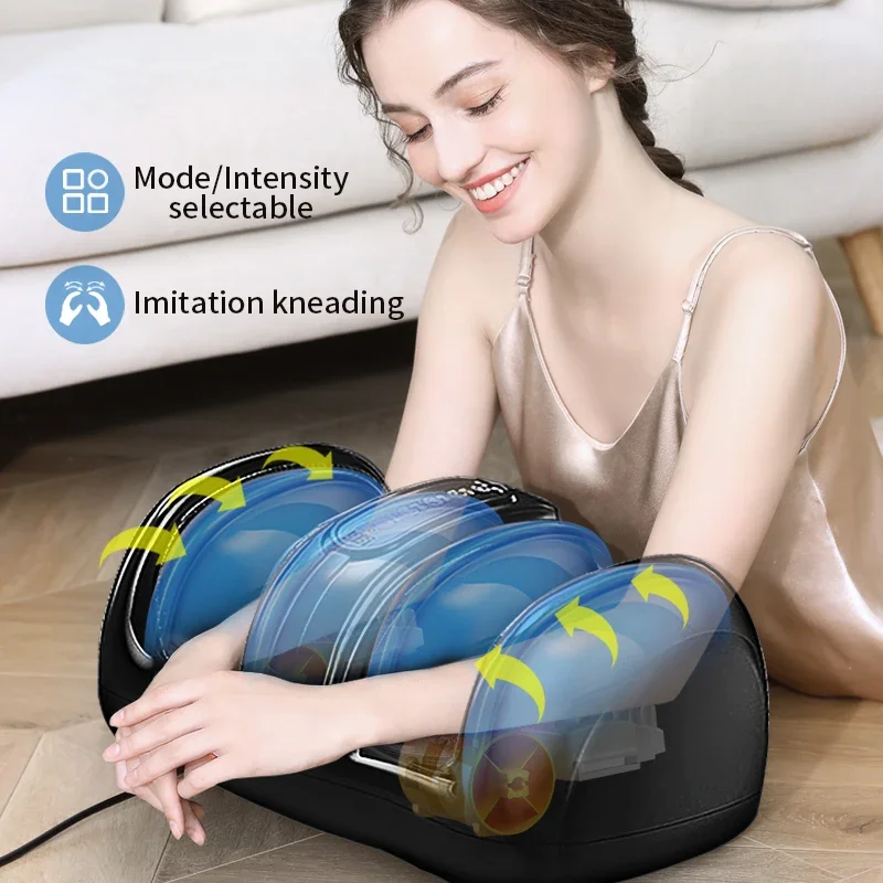 Jinkairui Air Compression Massage Shiatsu Foot Massager Calf Leg Massage Machine with Heat Deep Kneading Remote Controller