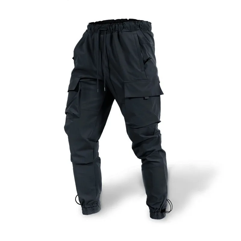 Spring and autumn large size 2023 new men's casual and loose large size quick-woven pants multi-pocket sports overalls