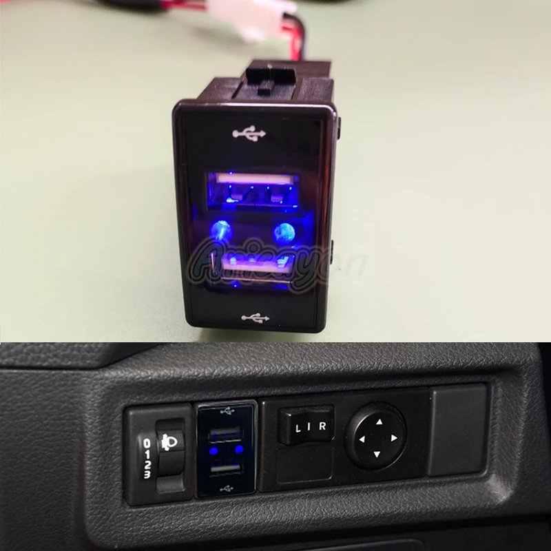 Blue Light Car Charger QC3.0 USB Dual Interface Socket Fuse Box Adapter