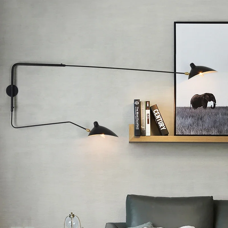 Nordic rotating long pole LED wall lamp creative lighting fixture for living room, bedroom, dual head lighting wall lamp 3