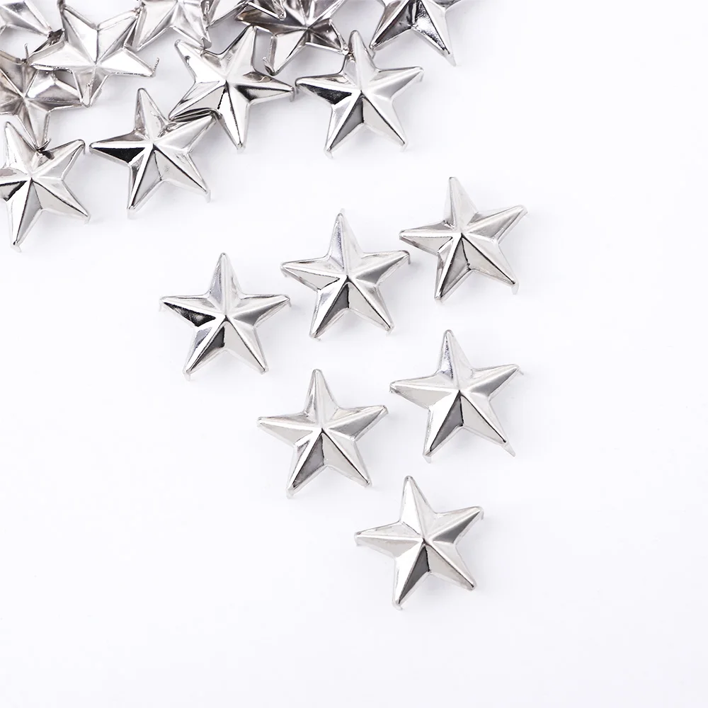 100pcs Star Rivets Silver Metal Leather Craft DIY Rivets Punk Garment Clothing Sewing Decoration 7/10/15mm 100pcs Star Rivets Silver Metal Leather Craft DIY Rivets Punk Garment Clothing Sewing Decoration 7/10/15mm