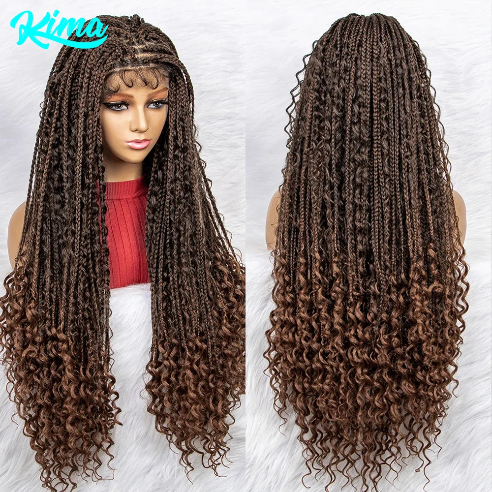 

Synthetic Braided Wigs 9x6 Lace Front Wig Braid African With Baby Hair Braided Lace Front Wigs Water Wave Wigs 32 inches
