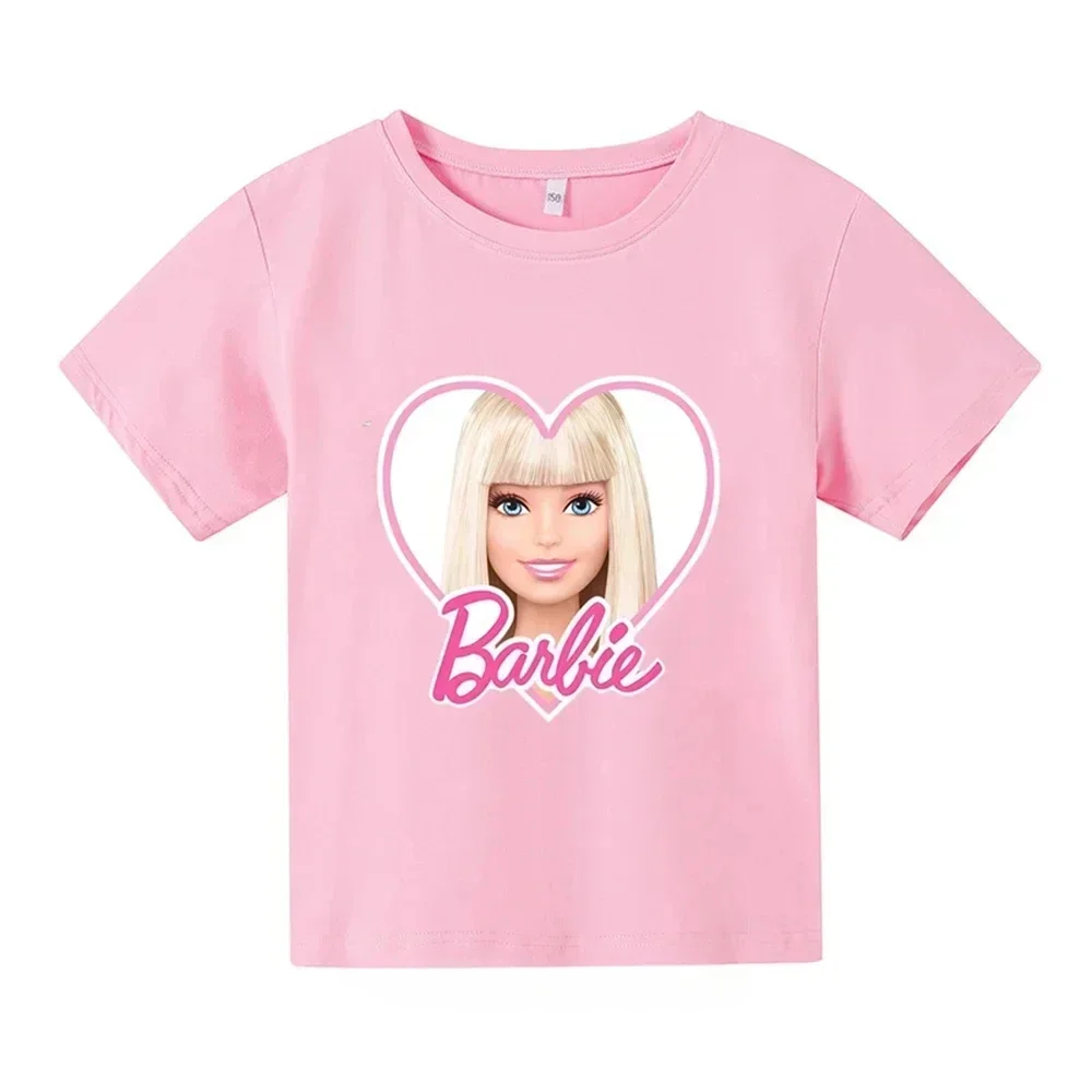 thumbnail image 1 of 2024 Kawaii Barbie Niños Manga Corta Anime Dibujos Animados Niñas Niños Cuello Redondo Camiseta Suave Todo Combinación Y2K Ropa Infantil Ropa de Calle, 1 of 5
