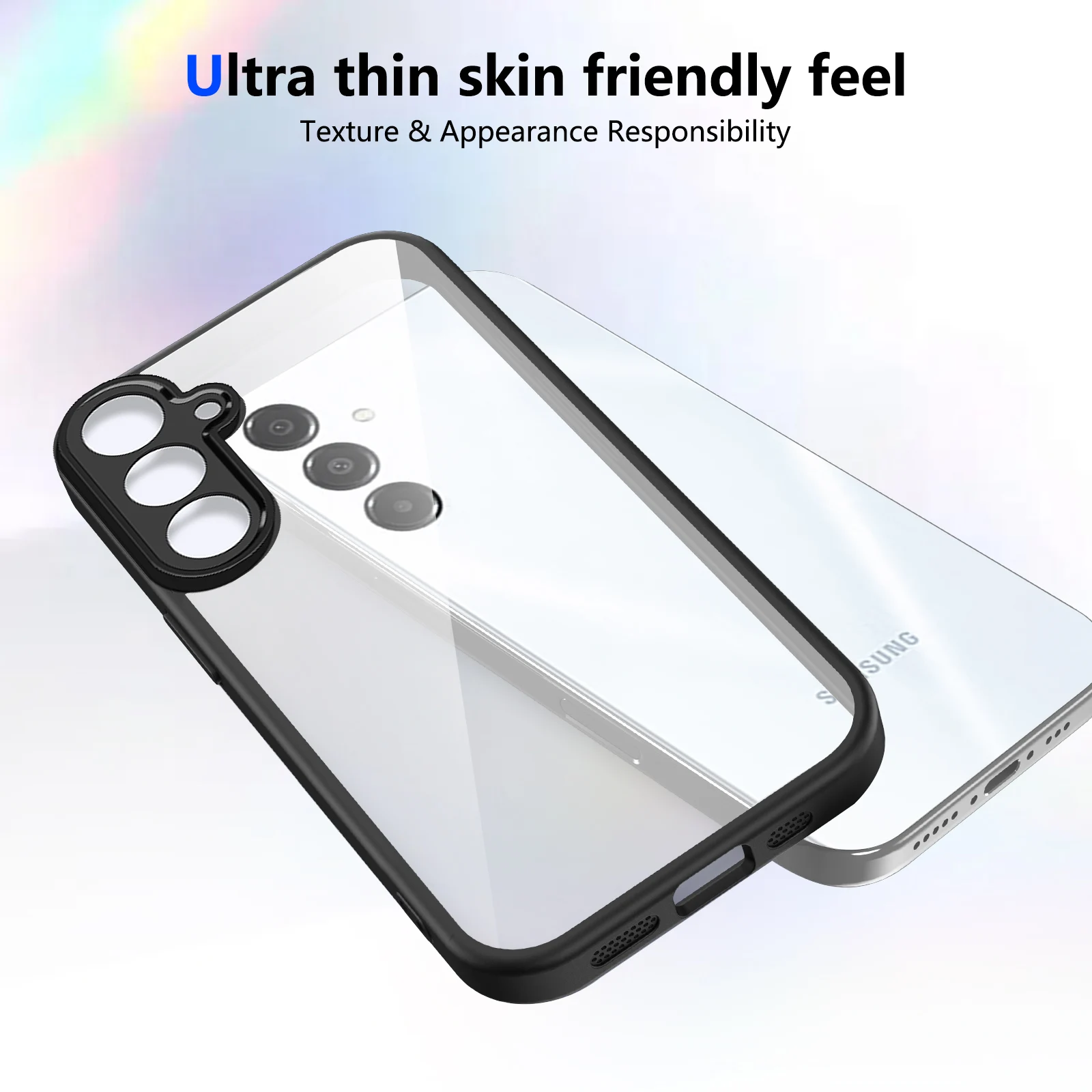Enhanced Protective Clear Matte Back Cover with Air Cushion Silicon Bumper