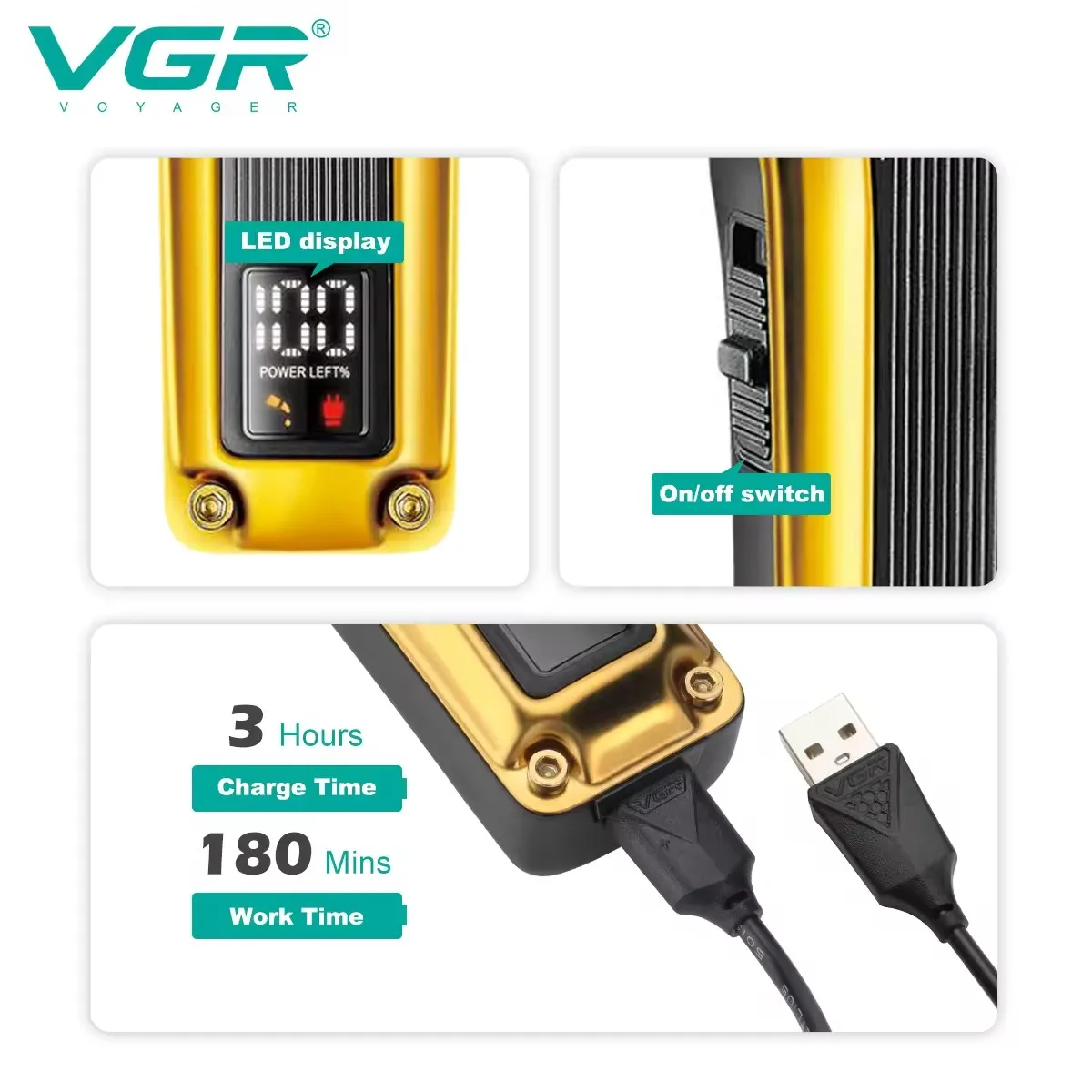 VGR ماكينة تشذيب الشعر الجودة العالية العرض الرقمي...