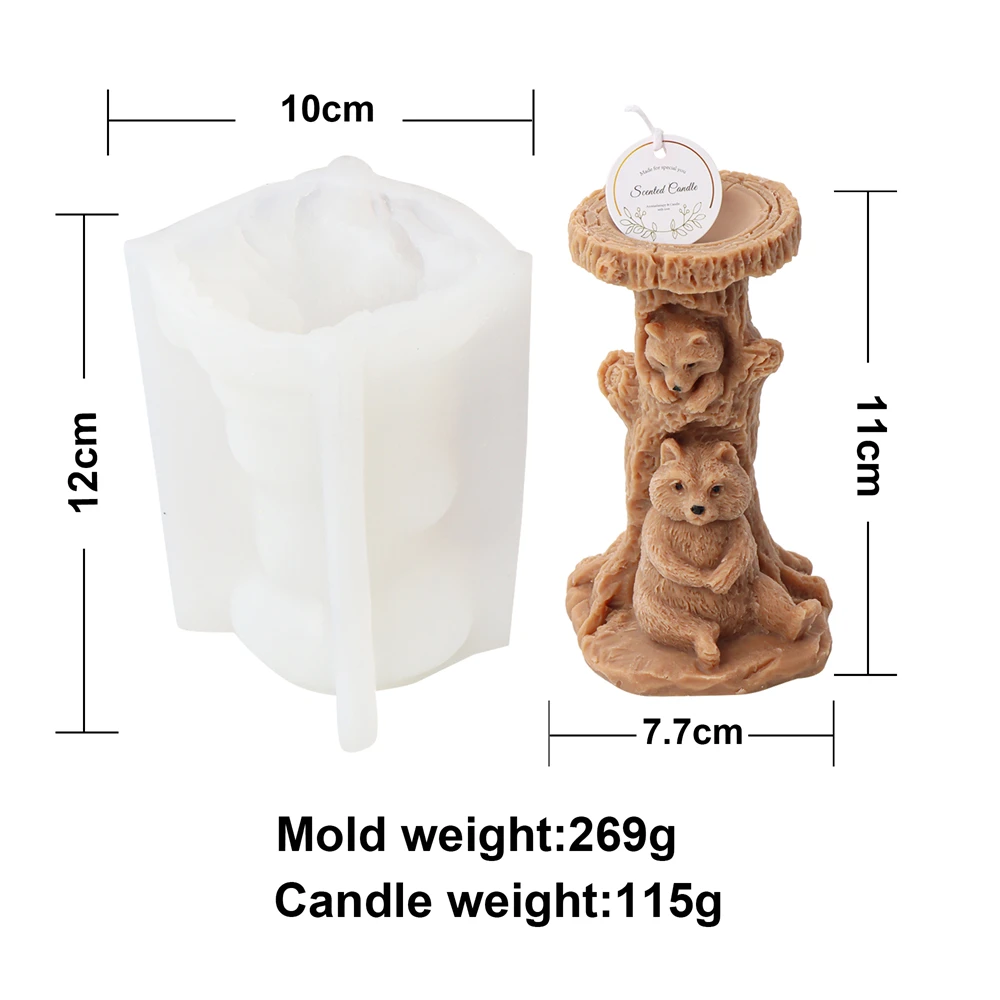 Cute 3D Cartoon Bear Silicone Candle Mold for DIY Scented Candles and Home Decor