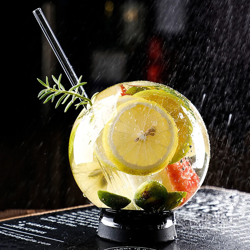 Smoked Molecular Creative Food Specialty Restaurant Bar Ball Cocktail Cup Coffee Glass Ball Straw Cup