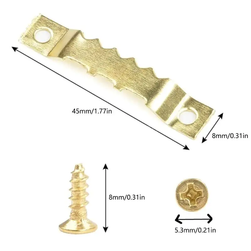 Pack of 100 Picture Hangers Bulk 100pcs Gold Hangers with 200pcs Screws for Picture Frames Painting