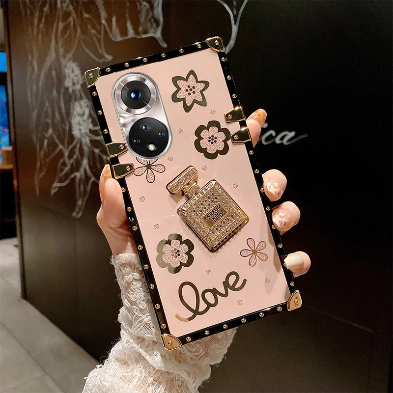 Luxus-Diamant-Parfümflaschenhülle für Huawei Honor 10i 8X 9X 20 Lite 30 50 60 Nova 9 Pro Square Soft Protective Phone C_voghion.com