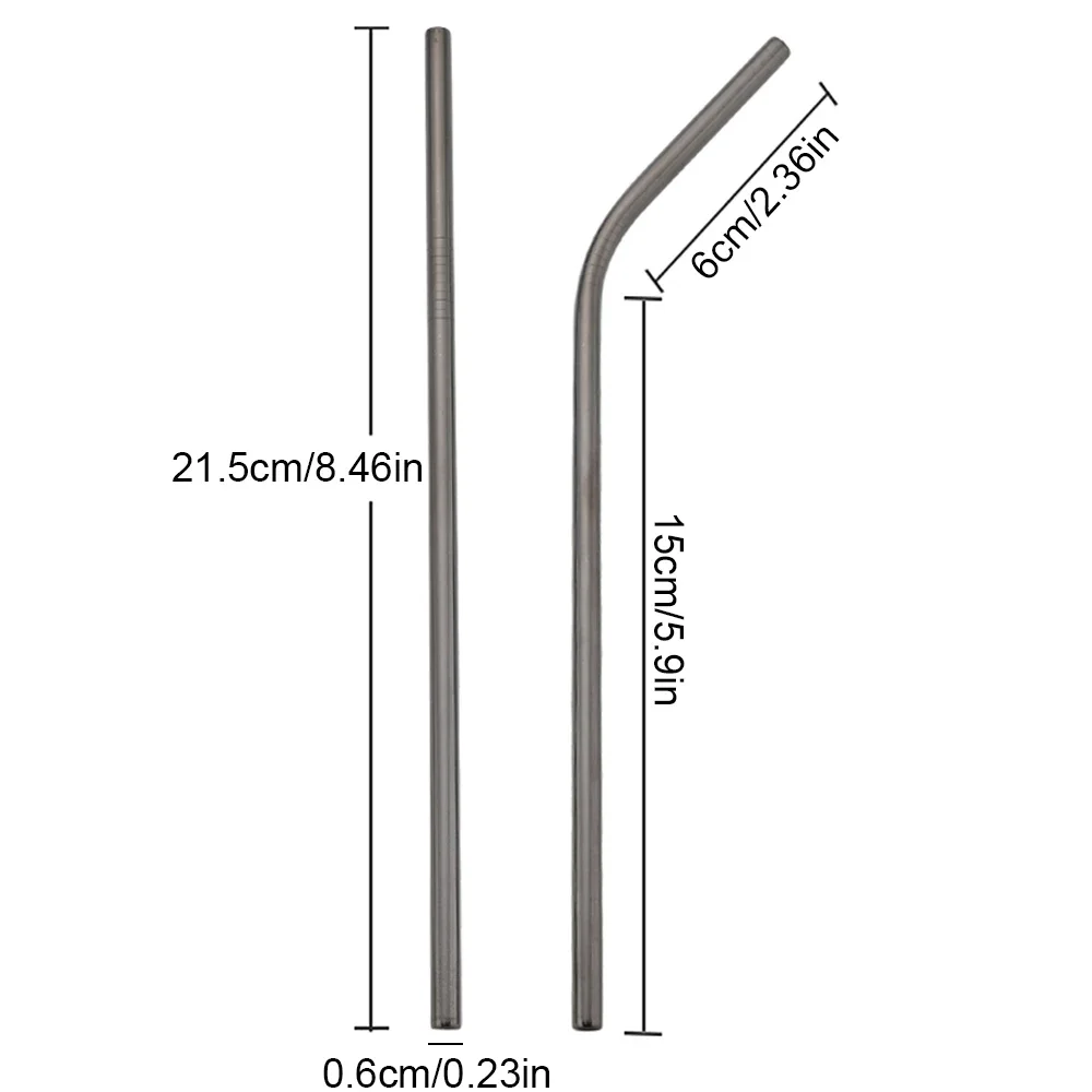 Eco-Friendly Reusable Stainless Steel Drinking Straw Set with Cleaning Brush - 3 Pieces