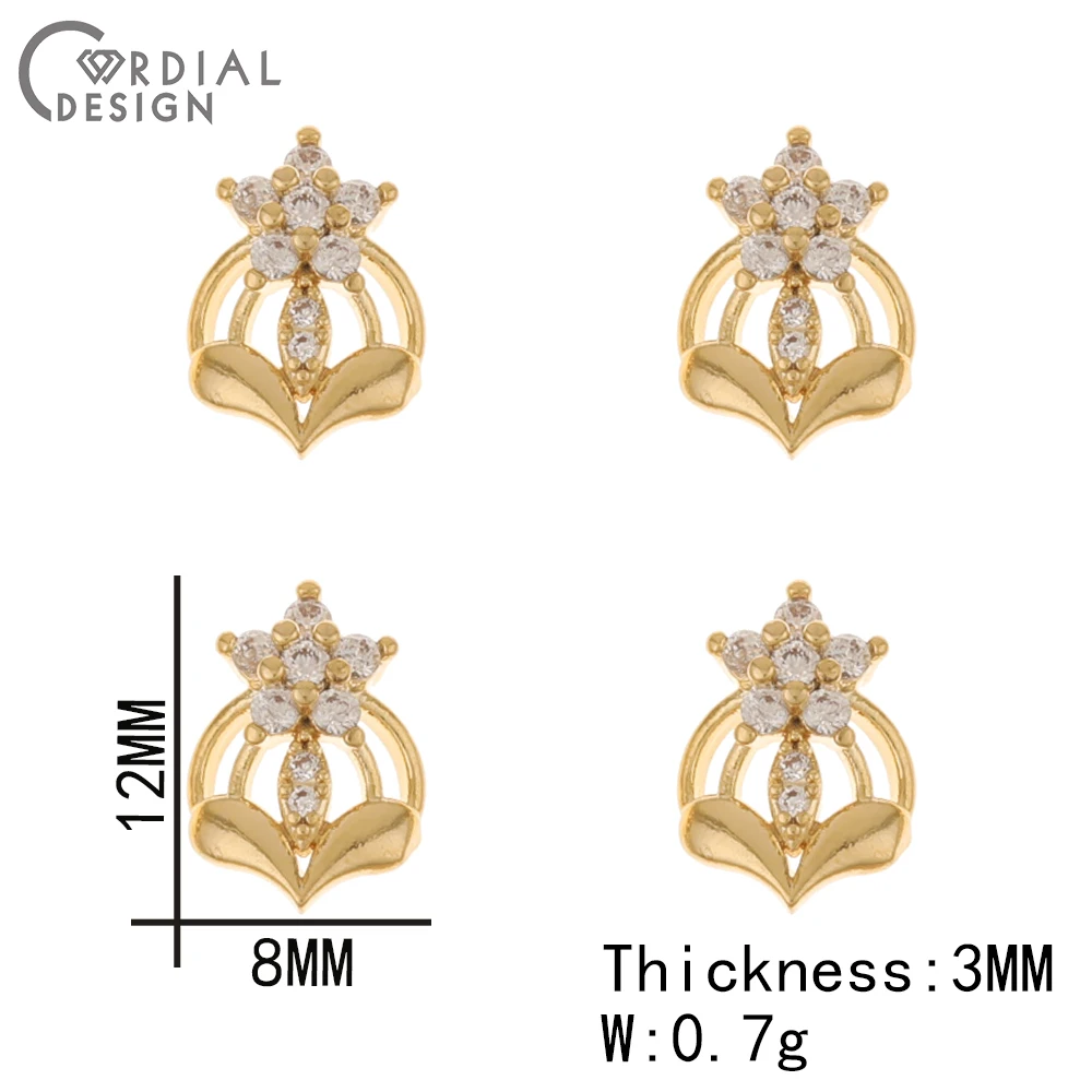 Cordial Design 50Pcs Cubic Zircon/Genuine Gold Plating/DIY Fingernail Accessories/Multi Shapes/Jewelry Findings & Components - cordial