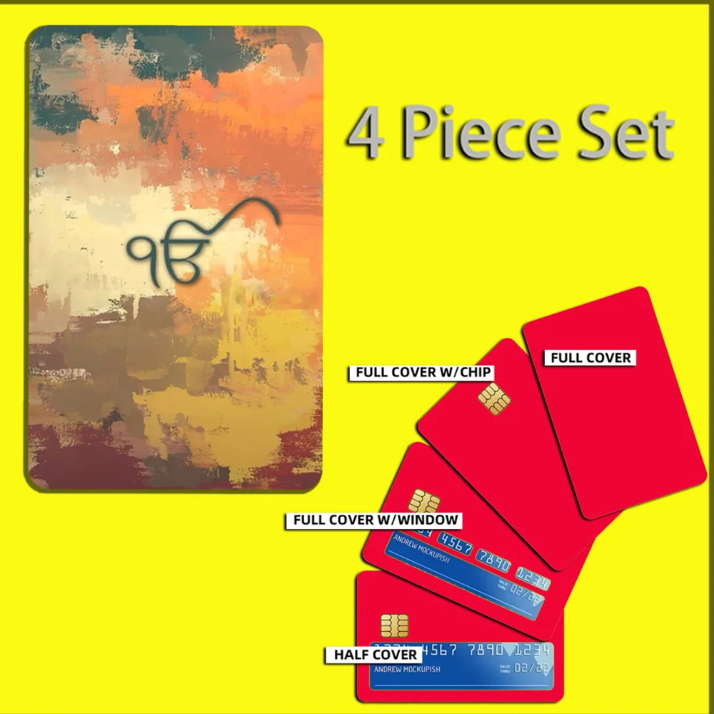 Sikh Khanda Sikhism Sover Stickers For Debit Bank Credit Cards Metro Bus Pass Sticker Decoration Cover 4PCS Card Skin