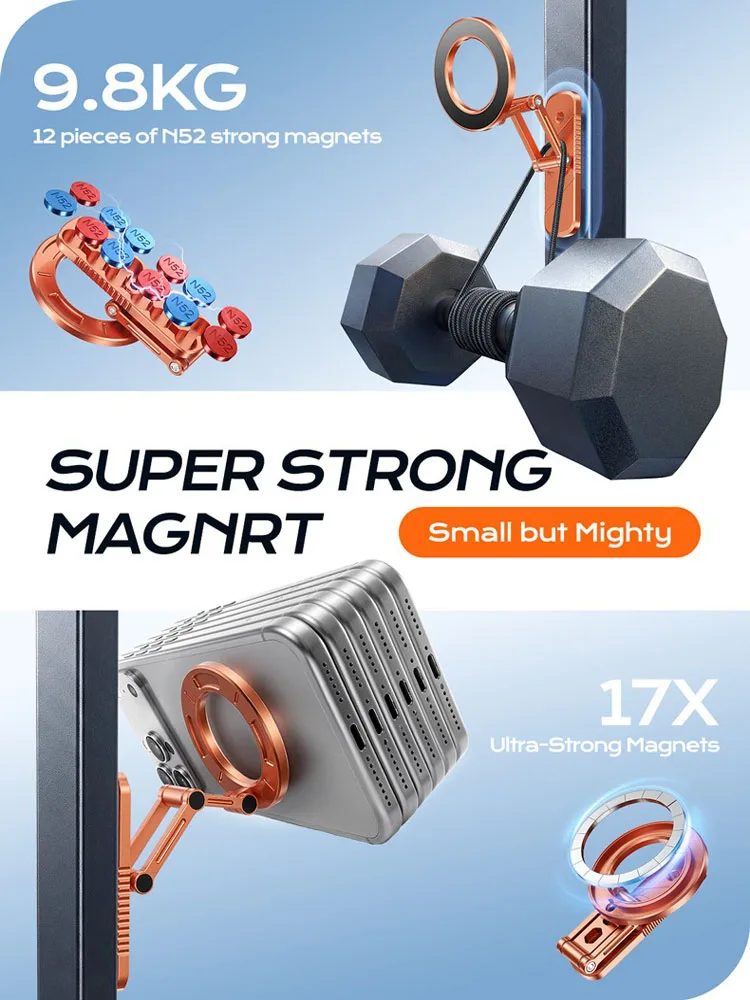 Magnetic Dual-Magnet Phone Holder with 360° Adjustable Tri-Axis