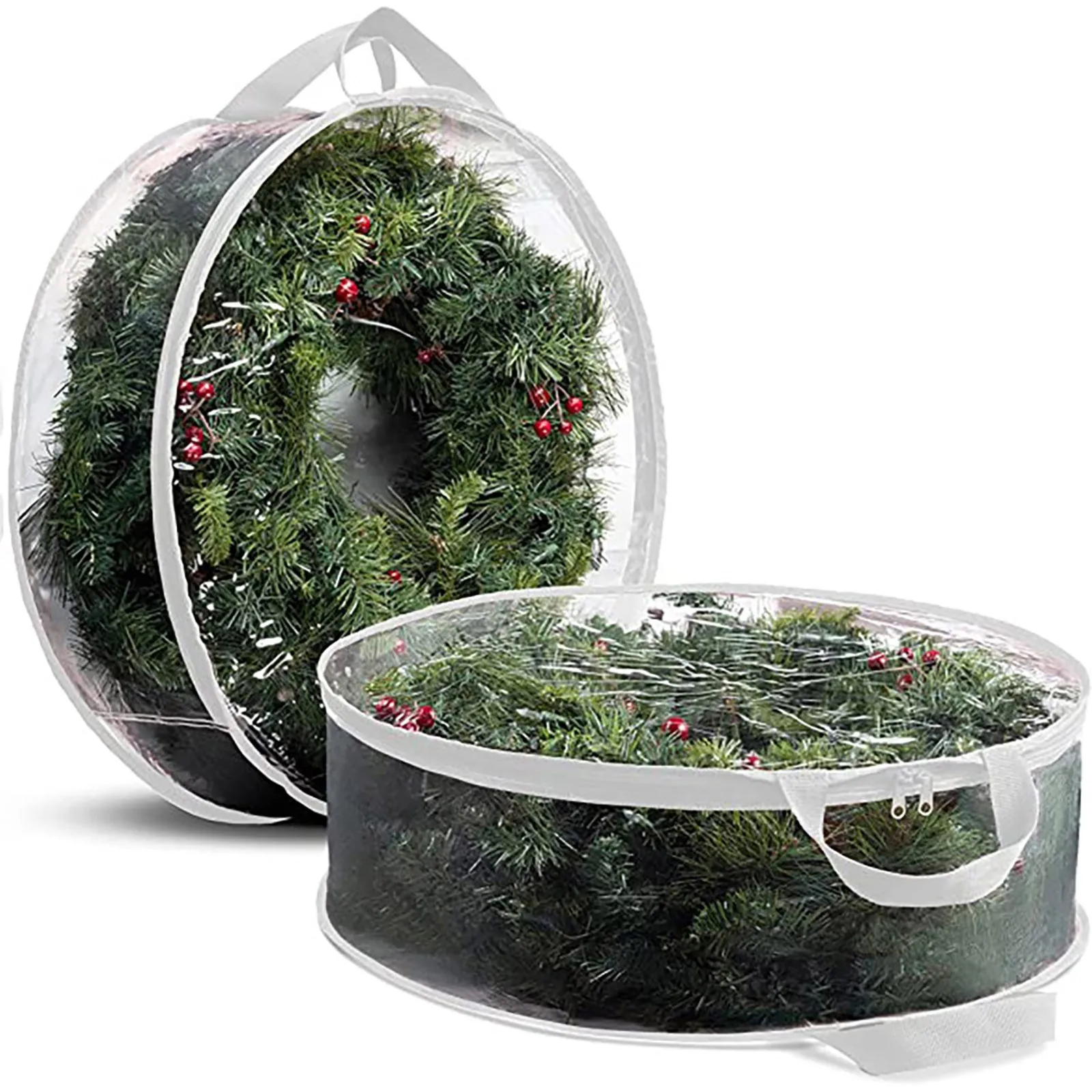 Christmas Wreath Storage Bags Holiday Garland Storage Containers Bags Zippered with Under The Bed Clothes Organizer