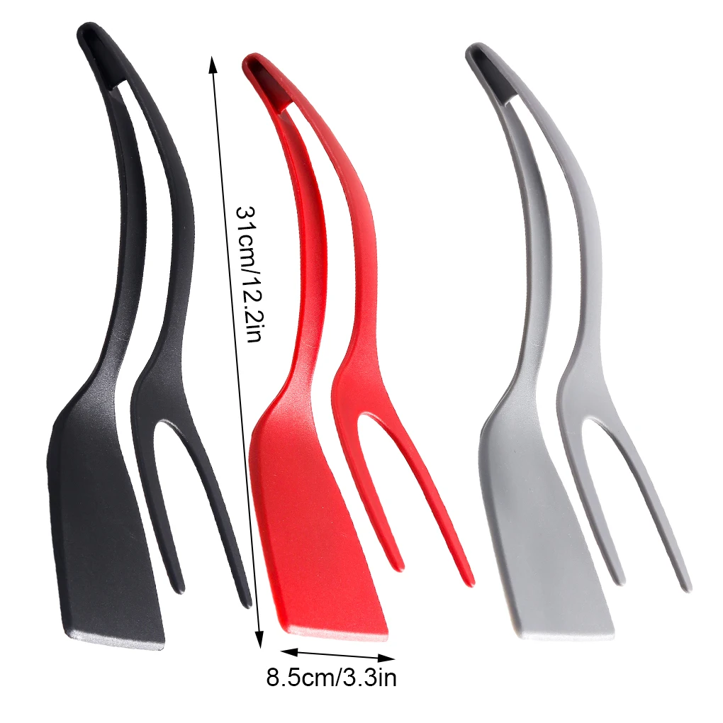 Non Stick 2 In 1 Pancake Spatula French Fries Turners Egg Clamp Frying Steak Pancake Tongs Toast Omelet Clip Kitchen Accessories food tongs