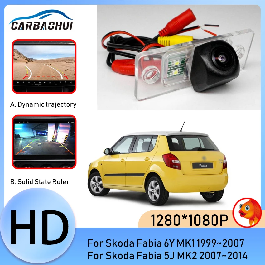 

HD Wireless Car CCD Rear Camera Fisheye Lens Dynamic trajectory For Skoda Fabia 6Y MK1 1999~2007 Fabia 5J MK2 2007~2014